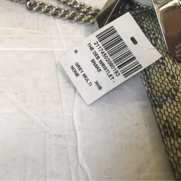 HENRI Bendel NEW The DEB Leather Wristlet Clutch Bag Snake Print Multi Zipper - Picture 13 of 16